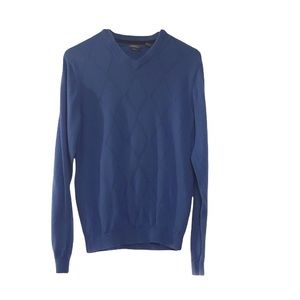 Ashworth Pima Cotton Blue Men V-Neck elegant Sweater Long Sleeve Shirt